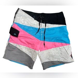 Quicksilver Board Shorts Cotton Candy Surf Swim Trunks Size 36 Medium